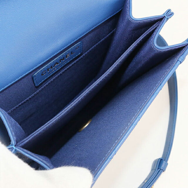 中古 シャネル 斜め掛け ショルダーバッグ レディース ブランド CHANEL ボーイシャネル チェーンショルダーバッグ ブルー バッグ USDCH99601011
