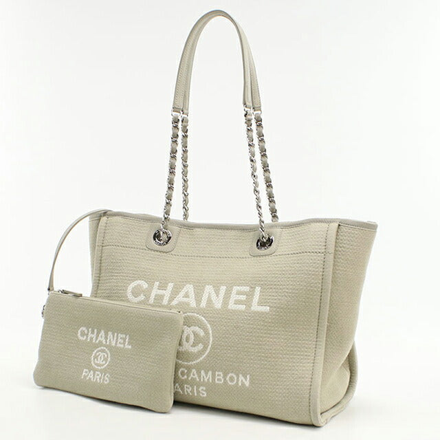 Used CHANEL tote bag ladies brand CHANEL Deauville chain beige bag USDCH99645011