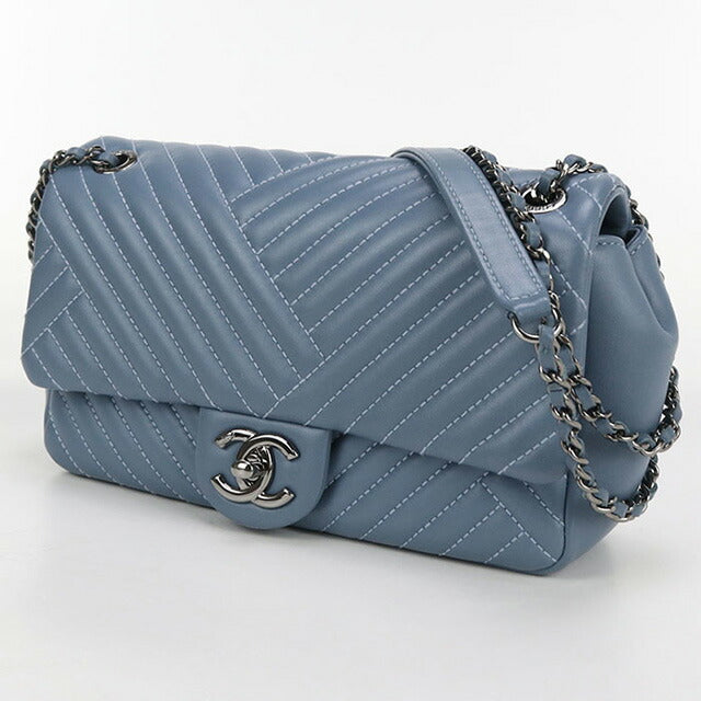二手 CHANEL 单肩包 女士品牌 CHANEL V 形链条 21641457 蓝色包 USDCH99801011