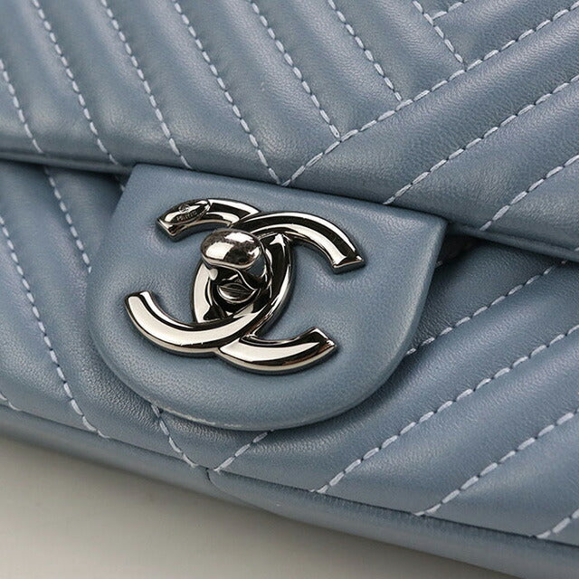 二手 CHANEL 单肩包 女士品牌 CHANEL V 形链条 21641457 蓝色包 USDCH99801011