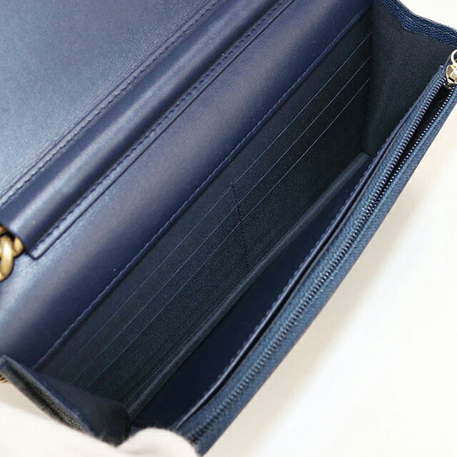 中古 シャネル チェーンウォレット レディース ブランド CHANEL ボーイシャネル ネイビー 財布 USDCH99932011