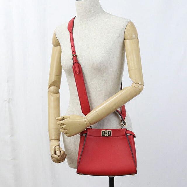 Used Fendi Handbag Ladies Brand FENDI Selleria Mini Peekaboo 2WAY Leather Red Bag USDFE100012011