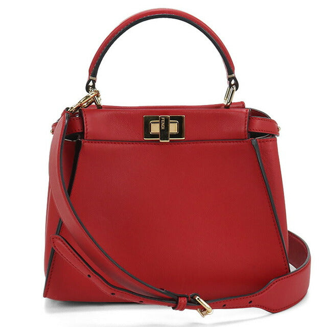 Used Fendi Handbag Ladies Brand FENDI Selleria Mini Peekaboo 2WAY Leather Red Bag USDFE100012011