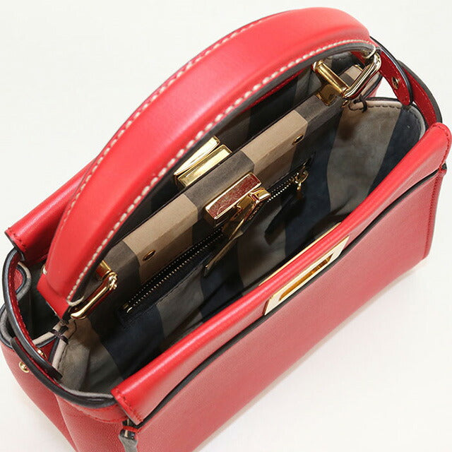 Used Fendi Handbag Ladies Brand FENDI Selleria Mini Peekaboo 2WAY Leather Red Bag USDFE100012011