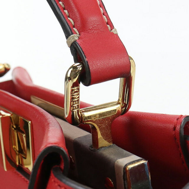 Used Fendi Handbag Ladies Brand FENDI Selleria Mini Peekaboo 2WAY Leather Red Bag USDFE100012011