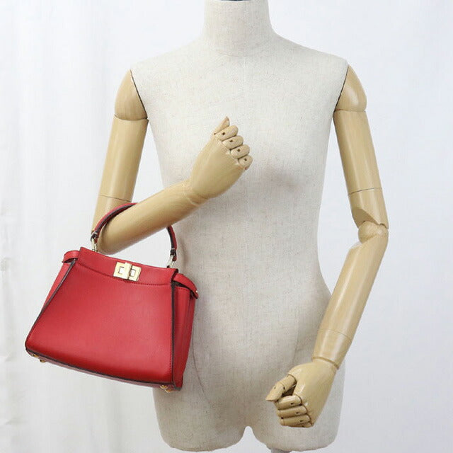 Used Fendi Handbag Ladies Brand FENDI Selleria Mini Peekaboo 2WAY Leather Red Bag USDFE100012011