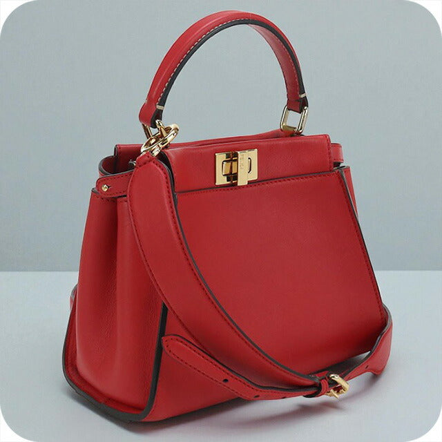 Used Fendi Handbag Ladies Brand FENDI Selleria Mini Peekaboo 2WAY Leather Red Bag USDFE100012011