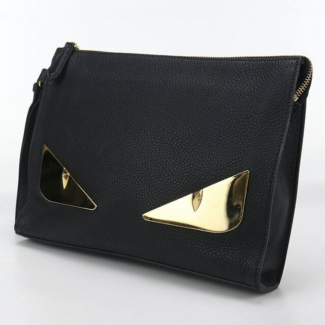 Used Fendi clutch bag ladies brand FENDI bugs eye leather 7VA491 A7SR black bag USDFE100028011