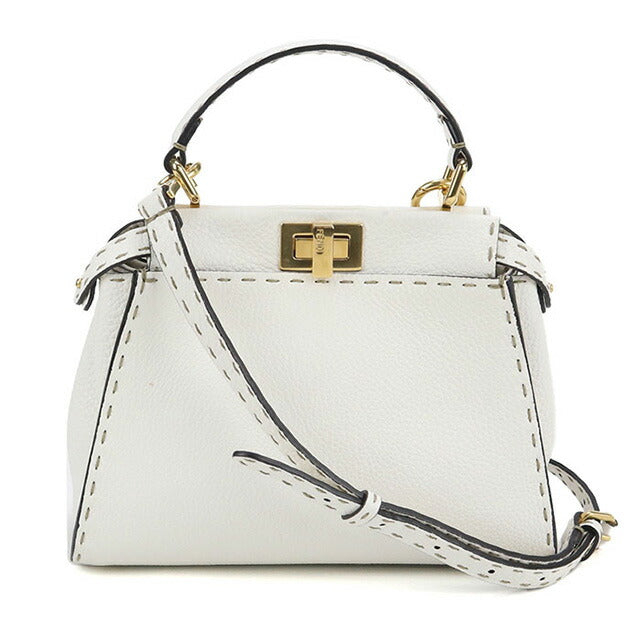 Used Fendi Handbag Ladies Brand FENDI Peekaboo 2WAY Leather 8BN244 SFR White Bag USDFE100220011