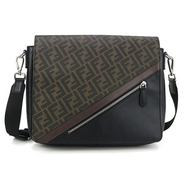 中古 フェンディ 斜め掛け ショルダーバッグ メンズ ブランド FENDI ダイアゴナル レザー 7VA521 A9XS ブラウン バッグ USDFE100515011