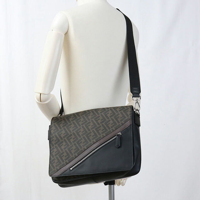 中古 フェンディ 斜め掛け ショルダーバッグ メンズ ブランド FENDI ダイアゴナル レザー 7VA521 A9XS ブラウン バッグ USDFE100515011