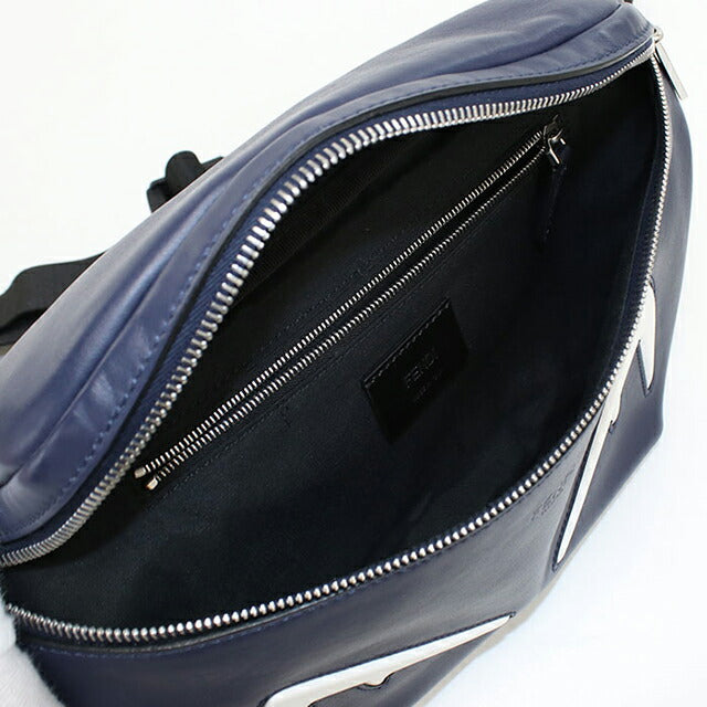 中古 FENDI ボデババッグ メンズ ブランド FENDI モンスター ベルトバッグ reザー 7VA434 ネイビー USDFE101853011