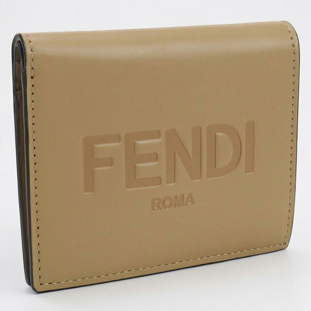 中古 フェンディ 二つ折り財布 レディース ブランド FENDI 8M0468 ベージュ 財布 USDFE103777011