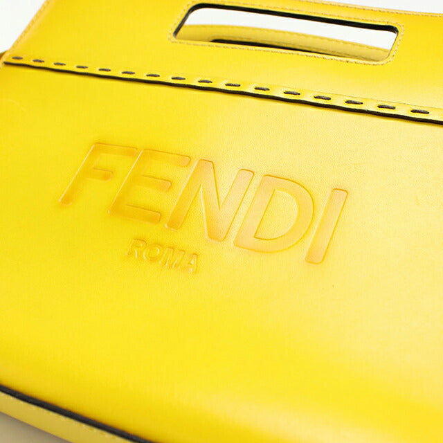 中古 フェンディ ハンドバッグ レディース ブランド FENDI ショッパースモール 2WAY レザー 7VA547 イエロー USDFE104372011