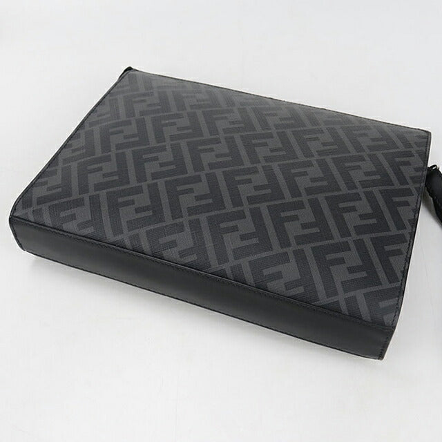 中古 フェンディ クラッチバッグ メンズ ブランド FENDI ダイアゴナル レザー 7VA491 ブラック USDFE104725011