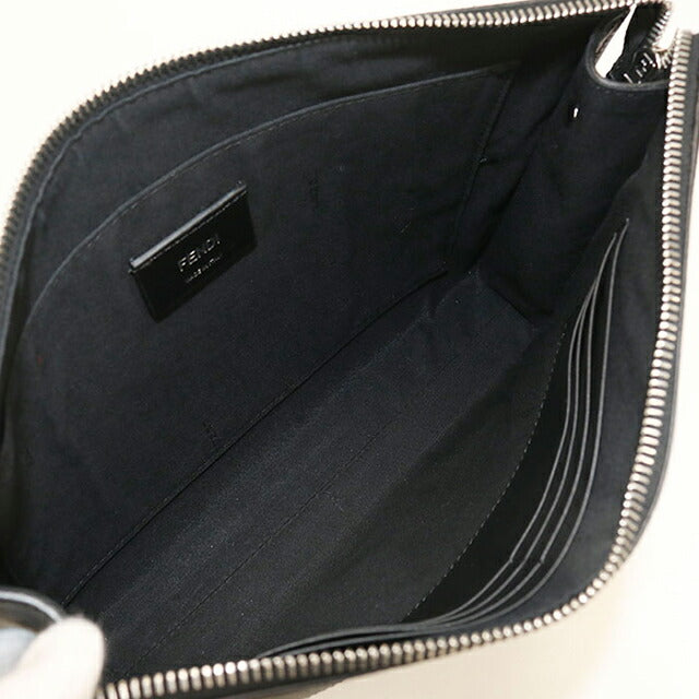 中古 フェンディ クラッチバッグ メンズ ブランド FENDI ダイアゴナル レザー 7VA491 ブラック USDFE104725011