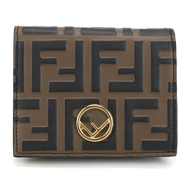 中古 フェンディ 二つ折り財布 レディース ブランド FENDI エフ イズ フェンディ スモール ウォレット 8M0420 ブラウン 財布 USDFE104766011