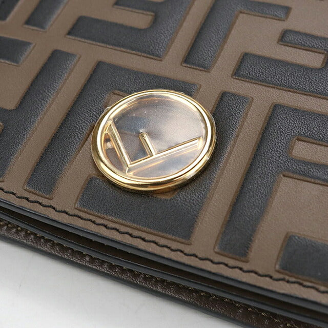 中古 フェンディ 二つ折り財布 レディース ブランド FENDI エフ イズ フェンディ スモール ウォレット 8M0420 ブラウン 財布 USDFE104766011