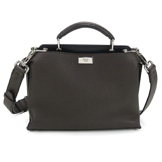 Used Fendi Handbag Ladies Brand FENDI Peekaboo Mini Essential Leather 7VA506 Brown USDFE106673011