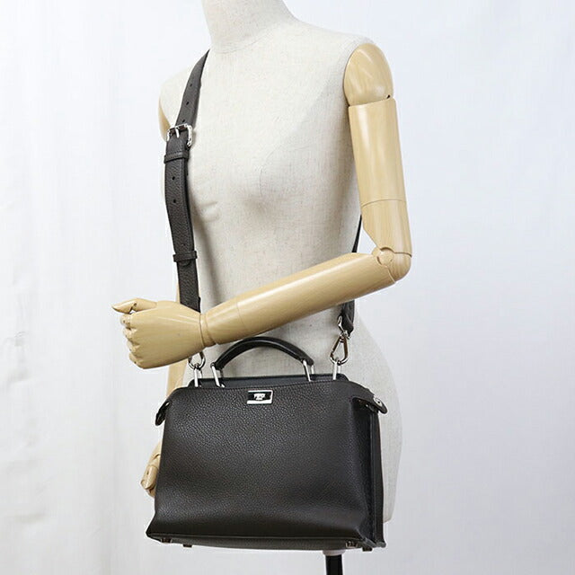 Used Fendi Handbag Ladies Brand FENDI Peekaboo Mini Essential Leather 7VA506 Brown USDFE106673011