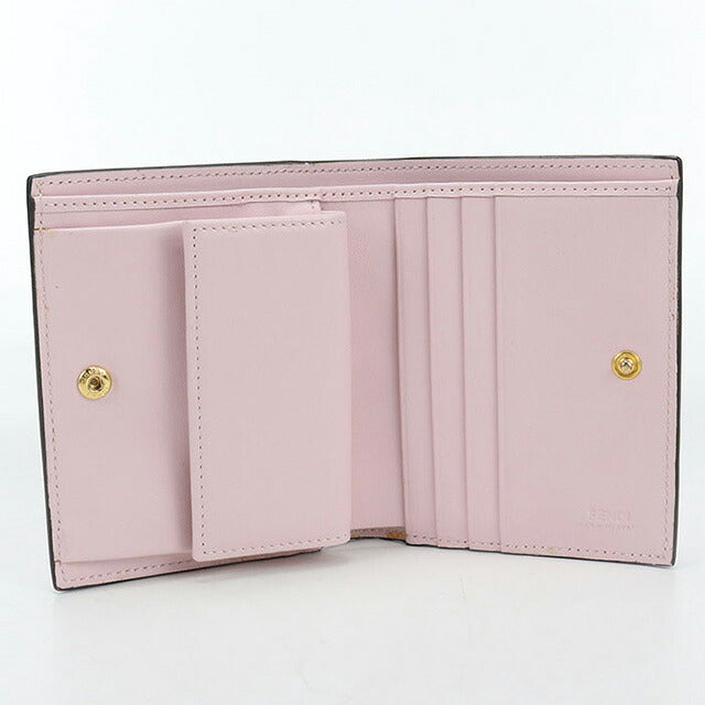 中古 フェンディ 二折財布 レディース ブランド FENDI エフイズフェンディ 8M0387 ピンク 財布 USDFE107427011