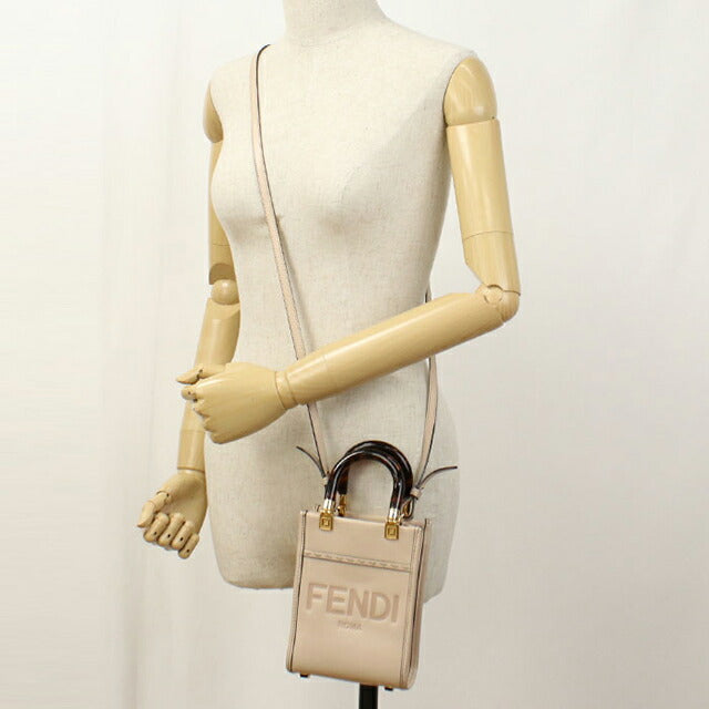 二手芬迪手提包女士品牌 FENDI Sunshine Shopper Mini 2WAY 8BS051 米色 USDFE110595011