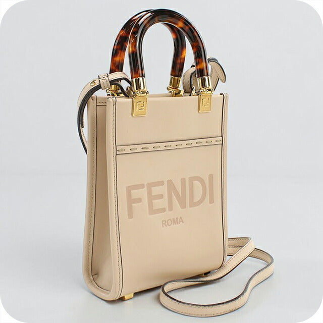 二手芬迪手提包女士品牌 FENDI Sunshine Shopper Mini 2WAY 8BS051 米色 USDFE110595011