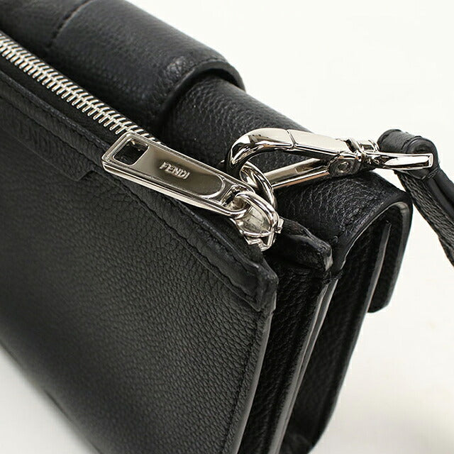中古 フェンディ 斜め掛け ショルダーバッグ メンズ ブランド FENDI FFマグネットクラスプ ダブルバゲット 7VA649 ブラック USDFE112919011