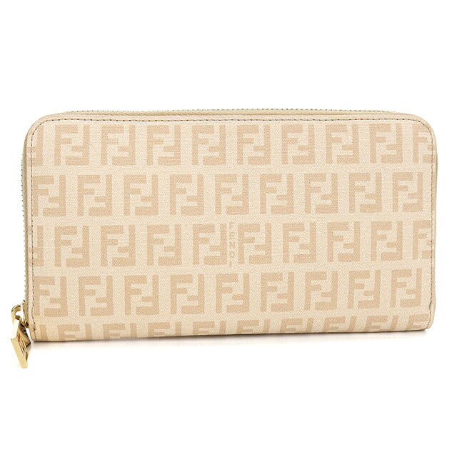 中古 フェンディ 長財布ラウンドファスナー レディース ブランド FENDI ズッキーノ 8M0024 ベージュ USDFE113891011