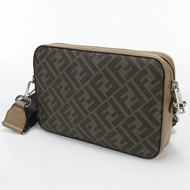 中古 フェンディ ショルダーバッグ メンズ ブランド FENDI ダイアゴナル カメラケース 7M0286 ブラウン USDFE114121011