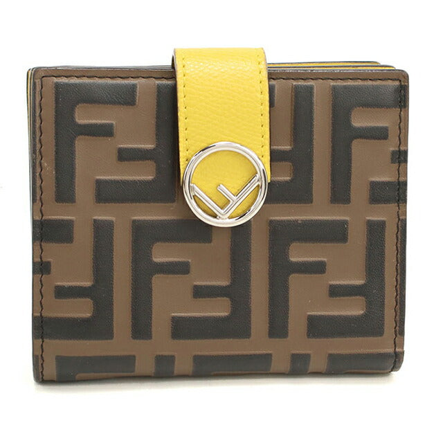中古 フェンディ 二つ折り財布 二折財布 レディース ブランド FENDI エフイズフェンディ 8M0386 ブラウン USDFE114716011