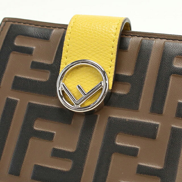 中古 フェンディ 二つ折り財布 二折財布 レディース ブランド FENDI エフイズフェンディ 8M0386 ブラウン USDFE114716011