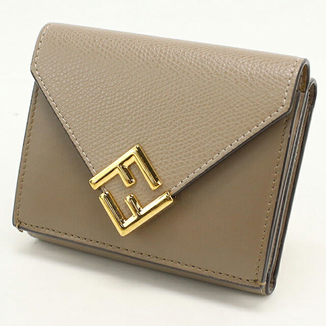 中古 フェンディ 三つ折り財布 三折財布 レディース ブランド FENDI FFダイヤモンド 8M0480 グレー USDFE115227011