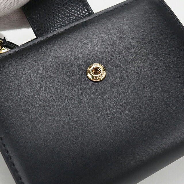 中古 フェンディ 二つ折り財布 二折財布 コンパクト レディース ブランド FENDI FFダイヤモンド 8M0490 ALWA ブラック USDFE116259011