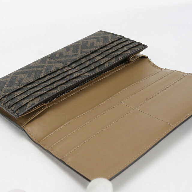 中古 フェンディ 長財布二折 メンズ ブランド FENDI ダイアゴナル 7M0264 AJF8 ブラウン USDFE116273011