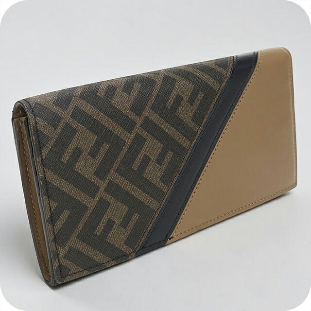 中古 フェンディ 長財布二折 メンズ ブランド FENDI ダイアゴナル 7M0264 AJF8 ブラウン USDFE116273011