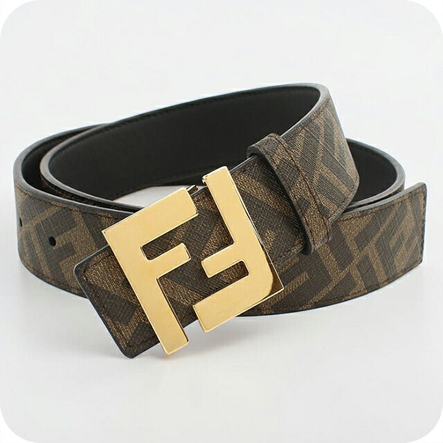 中古 フェンディ ベルト メンズ ブランド FENDI ズッカ FFスクエアベルト 7C0424AGR9F18I0 ブラウン USDFE116742011