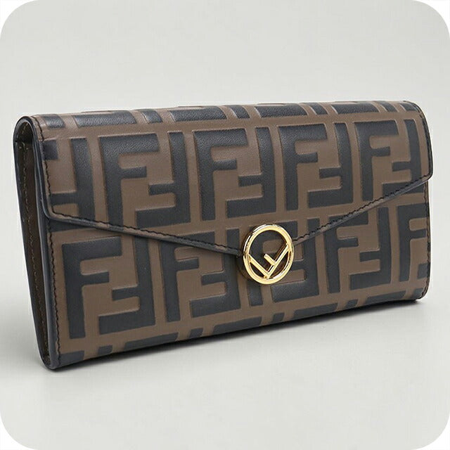中古 フェンディ 長財布二折 レディース ブランド FENDI エフ イズ フェンディ コンチネンタルウォレット レザー 8M0251 AAFM ブラウン USDFE119425011