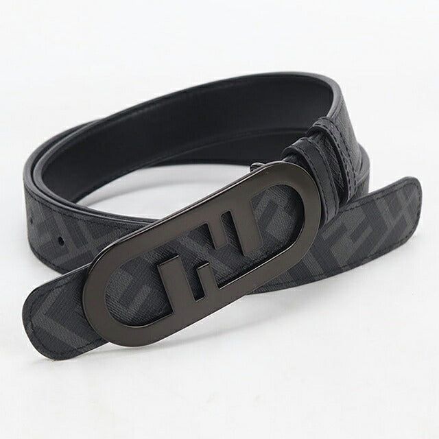 中古 フェンディ ベルト メンズ ブランド FENDI FFモチーフ ズッカ リバーシブル 7C0475 ブラック USDFE119436011