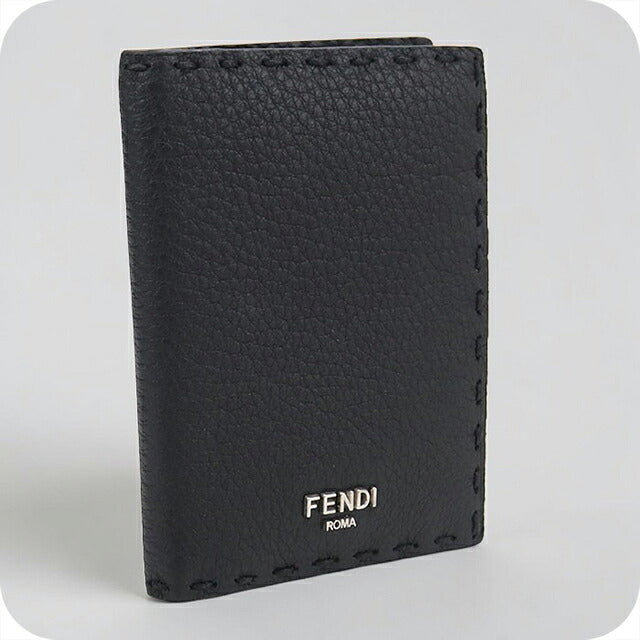中古 フェンディ カードケース コンパクト メンズ ブランド FENDI セレリア 7M0349 AP3B ブラック USDFE119440011