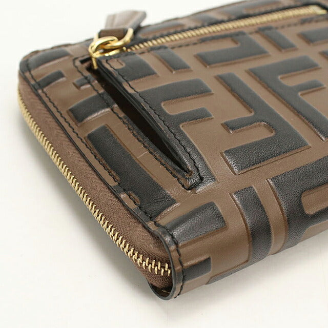 中古 フェンディ 二つ折り財布 二折財布 コンパクト レディース ブランド FENDI FFダイヤモンド 8M0508 ブラウン USDFE119777011