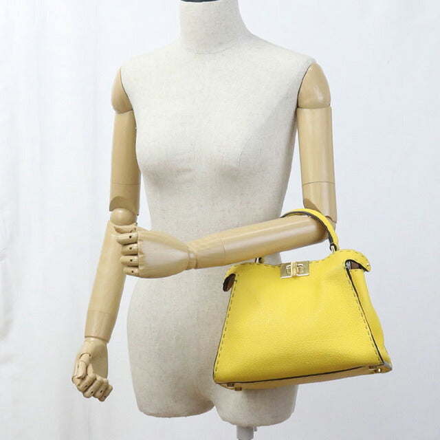 中古 フェンディ ハンドバッグ レディース ブランド FENDI 2WAYハンドバッグ レザー 8BN302 イエロー バッグ USDFE92000011