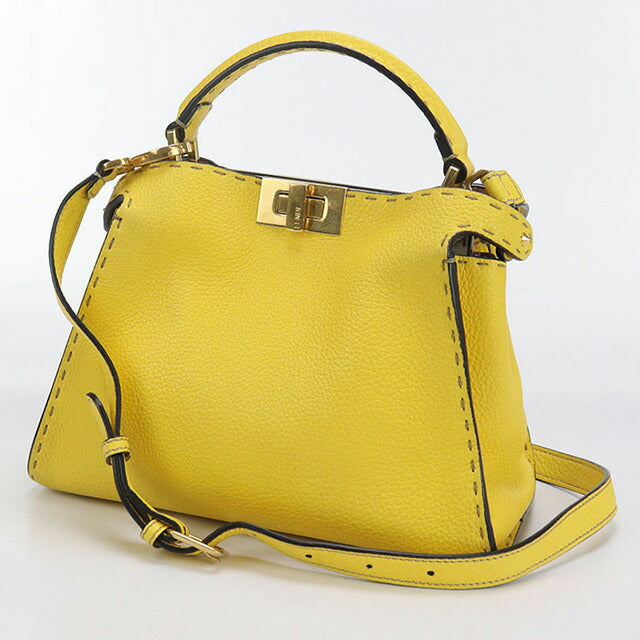 中古 フェンディ ハンドバッグ レディース ブランド FENDI 2WAYハンドバッグ レザー 8BN302 イエロー バッグ USDFE92000011