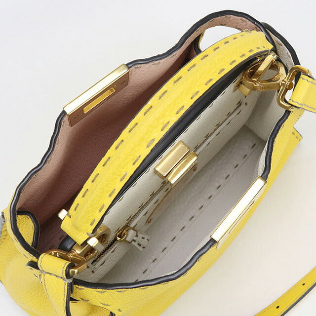 中古 フェンディ ハンドバッグ レディース ブランド FENDI 2WAYハンドバッグ レザー 8BN302 イエロー バッグ USDFE92000011