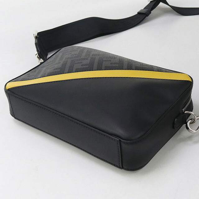 中古 フェンディ 斜め掛け ショルダーバッグ メンズ ブランド FENDI ダイアゴナル カメラケース レザー 7M0286 ALKA F0R2A ブラック バッグ USDFE96581011