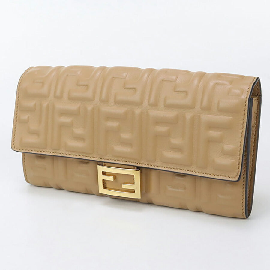 中古 フェンディ 長財布二折 レディース ブランド FENDI バゲット コンチネンタル財布 レザー 8M0251 AAJD ベージュ 財布 USDFE96984011