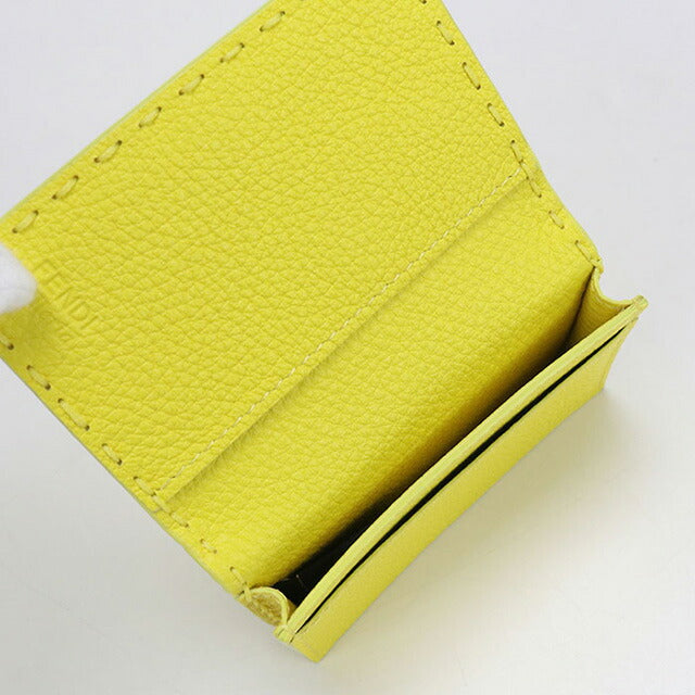 中古 フェンディ 名刺入れ レディース ブランド FENDI カードケース レザー 8M0501 イエロー 小物 USDFE98052011