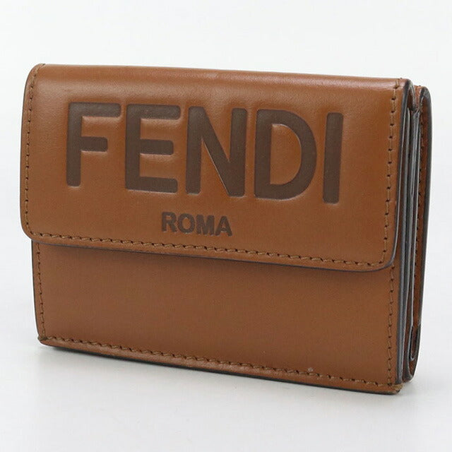 中古 フェンディ 三折財布 レディース ブランド FENDI レザー 8M0395 ブラウン 財布 USDFE98812011