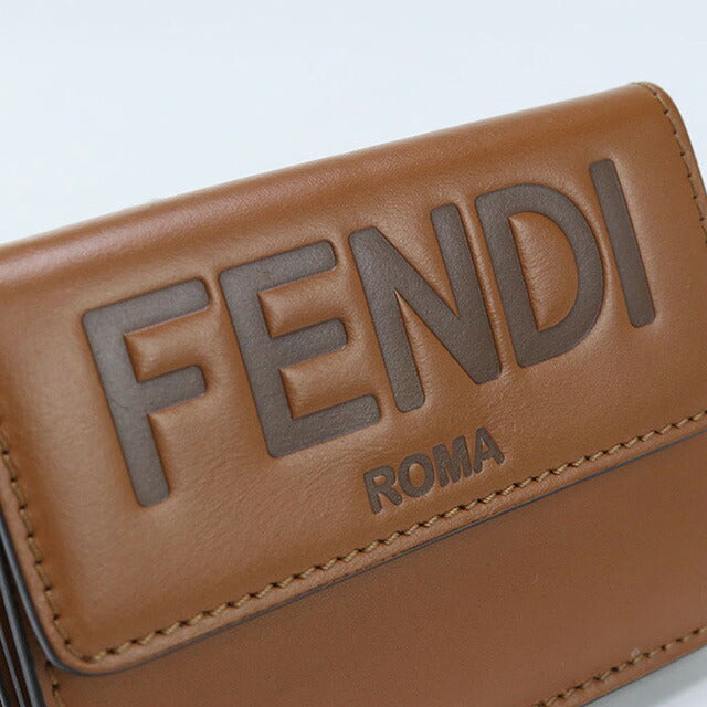 中古 フェンディ 三折財布 レディース ブランド FENDI レザー 8M0395 ブラウン 財布 USDFE98812011