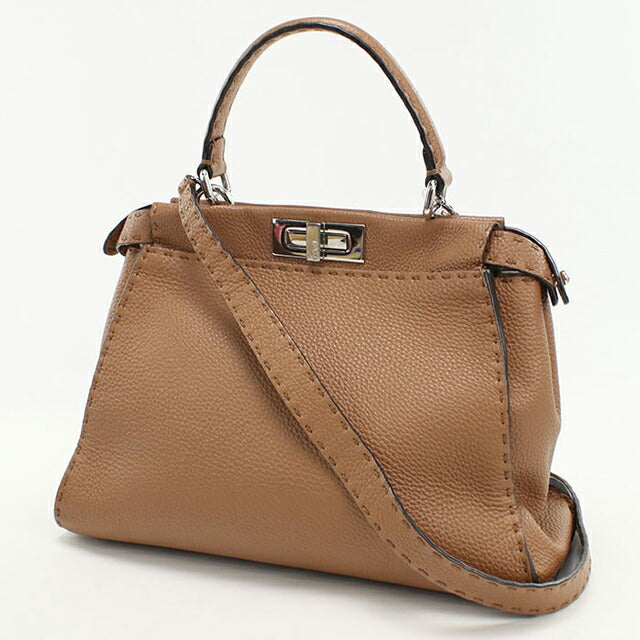 二手芬迪手提包女士品牌 FENDI Peekaboo 2WAY 8BN290 棕色包 USDFE99745011
